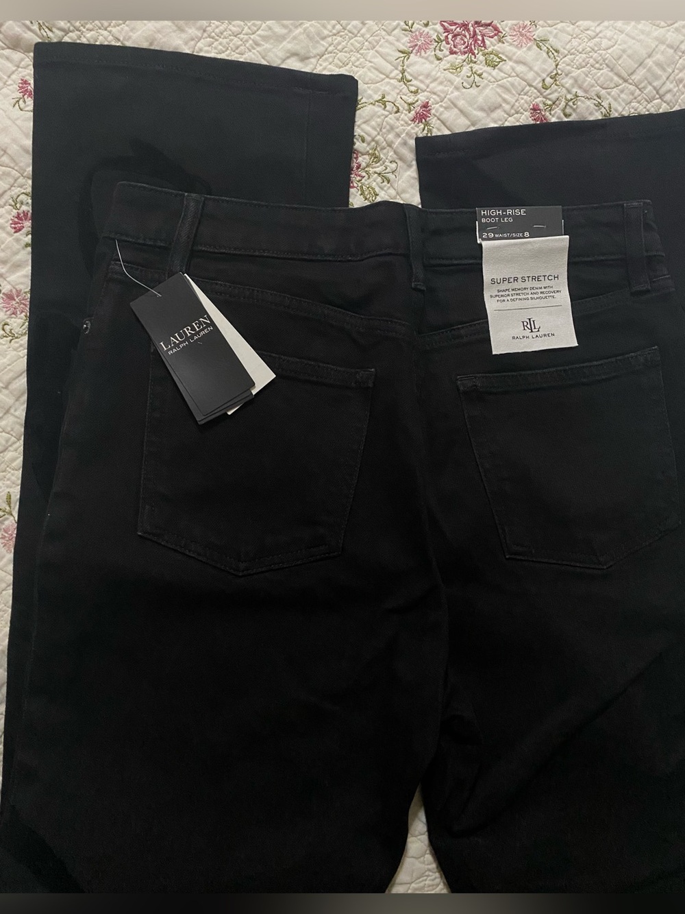 Ralph Lauren NWT Super Stretch High Waist Boot Leg Velvet Flocked 29 / 8 - Picture 6 of 6